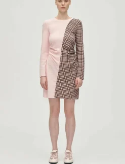 2118 Checkered Jersey, Ruched Waist - Korta klänningar