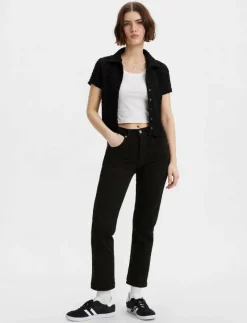 501 CROP BLACK SPROUT - Straight jeans