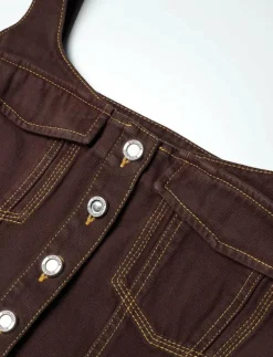 2251 Denim, Cropped Denim Bustier - Linnen