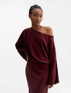 Alma satin blouse - Långärmade blusar