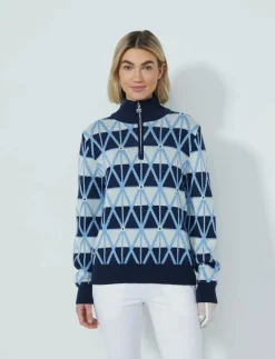 Argyle Half neck Pullover lined - Stickat