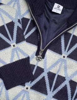 Argyle Half neck Pullover lined - Stickat