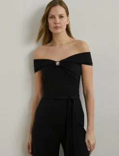Belted Jersey Off-the-Shoulder Jumpsuit - Jumpsuits