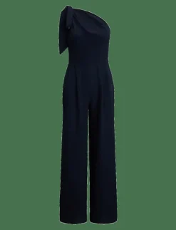 Bow-Trim Crepe One-Shoulder Jumpsuit - Jumpsuits