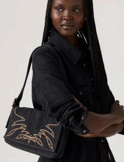 BRANNAN SHOULDER BAG BLACK DAR - Handväskor