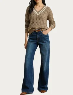 Cable-Knit Cotton Cricket Sweater - Stickat