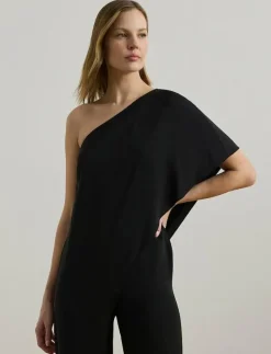 Cape Georgette One-Shoulder Jumpsuit - Jumpsuits