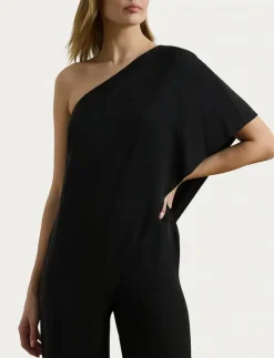 Cape Georgette One-Shoulder Jumpsuit - Jumpsuits
