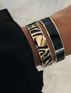 Capri Zebra Bracelet Black/Gold - Bangles