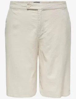 CARCARO HW LINEN BL BERMU SHORTS - Bermudashorts