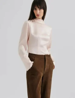 Celene Tie Detailed Satin blouse - Långärmade blusar