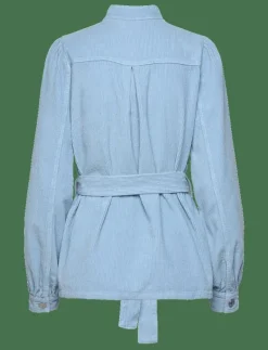 Corduroy shirt with belt - Långärmade