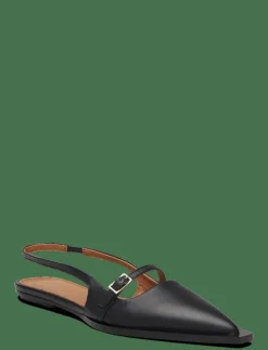 Cortina Black Nappa - Platta slingbacks