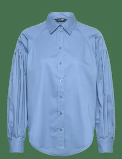 Cotton Poplin Blouson-Sleeve Shirt - Långärmade