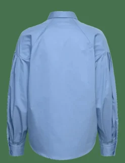 Cotton Poplin Blouson-Sleeve Shirt - Långärmade