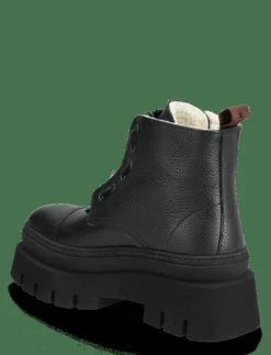 CPH693 grainy leather teddy black - Platta ankelboots