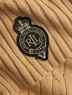 Crest-Patch Cable-Knit Scarf - Halsdukar