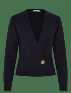 Cross-over cardigan with jewel button - Koftor