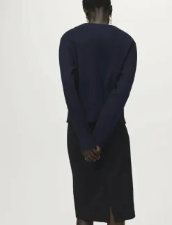 Cross-over cardigan with jewel button - Koftor