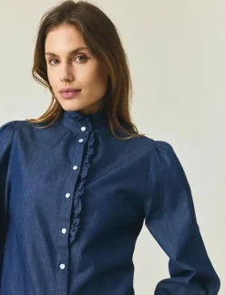 Denim Frill Blouse - Jeansskjortor