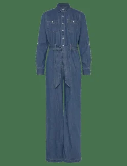 Denim Wide-Leg Jumpsuit - Jumpsuits