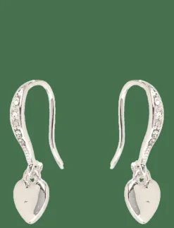 DIXIE heart earrings silver-plated - Hängande örhängen