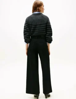 DNM BLACK 70s WIDE LEG HW - Vida byxor