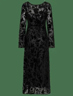 Floral jacquard dress with bell sleeves - Maxiklänningar