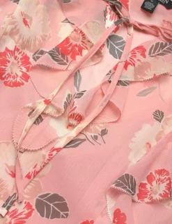 Floral Ruffle-Trim Georgette Blouse - Kortärmade blusar