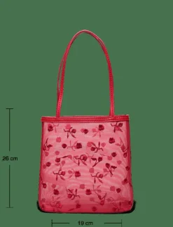 Flower-embroidered mesh bag - Totes