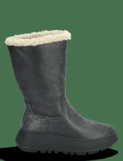 F-MODE DOUBLE-FACED SHEARLING FLATFORM CALF BOOTS - Varmfodrade skor