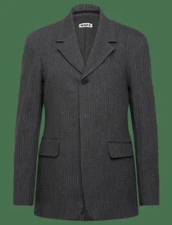 Fossil Blazer Textured Blue Grey Stripe-34 - Enkelknäppta kavajer