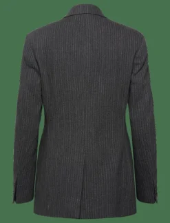 Fossil Blazer Textured Blue Grey Stripe-34 - Enkelknäppta kavajer