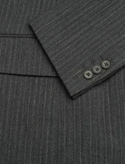 Fossil Blazer Textured Blue Grey Stripe-34 - Enkelknäppta kavajer