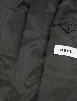 Fossil Blazer Textured Blue Grey Stripe-34 - Enkelknäppta kavajer