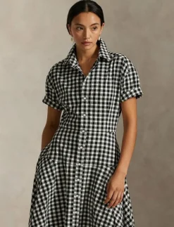 Gingham Paneled Shirtdress - Midiklänningar