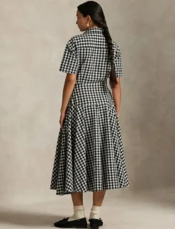 Gingham Paneled Shirtdress - Midiklänningar