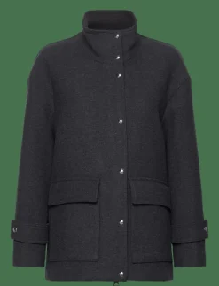 High neck midi wool coat - Ullkappor