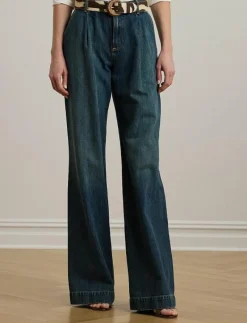 High-Rise Pleated Wide-Leg Jean - Vida byxor