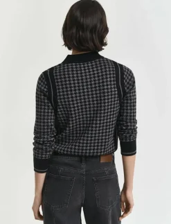 HOUNDSTOOTH JACQUARD POLO - Stickat
