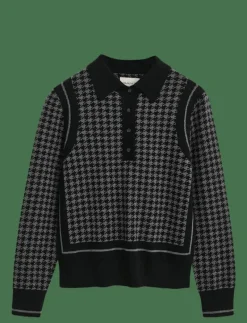HOUNDSTOOTH JACQUARD POLO - Stickat