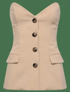 KYLIAN BUTTON FRONT TOP - Linnen