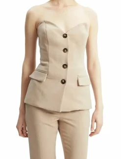 KYLIAN BUTTON FRONT TOP - Linnen