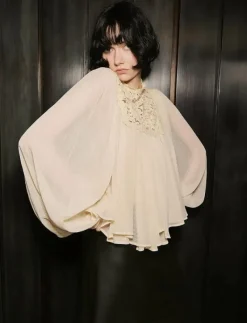 Lace combination blouse - Långärmade blusar