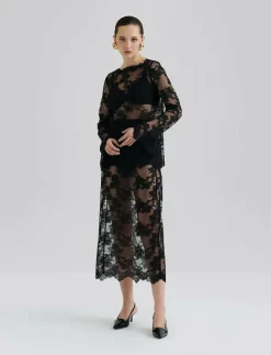 Leni Sheer Lace top - Långärmade blusar