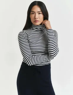 LIGHT COTTON STRIPED LS TURTLENECK - Polotröjor