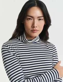 LIGHT COTTON STRIPED LS TURTLENECK - Polotröjor