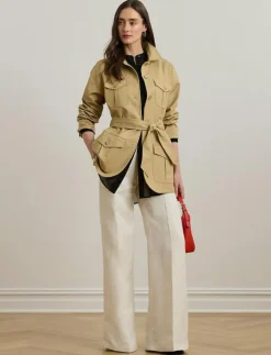 Linen-Blend Twill Wide-Leg Pant - Vida byxor