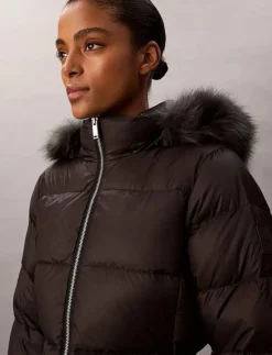 LONG DOWN JACKET WITH FUR - Dunkappor