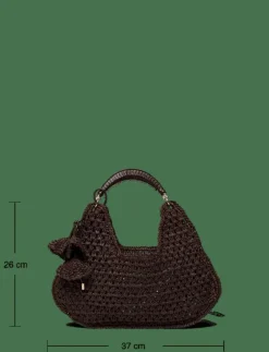 Natural fibre shoulder bag with flower charm - Axelremsväskor